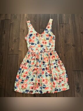 Aqua Multi Floral Fit & Flare Mini Dress M